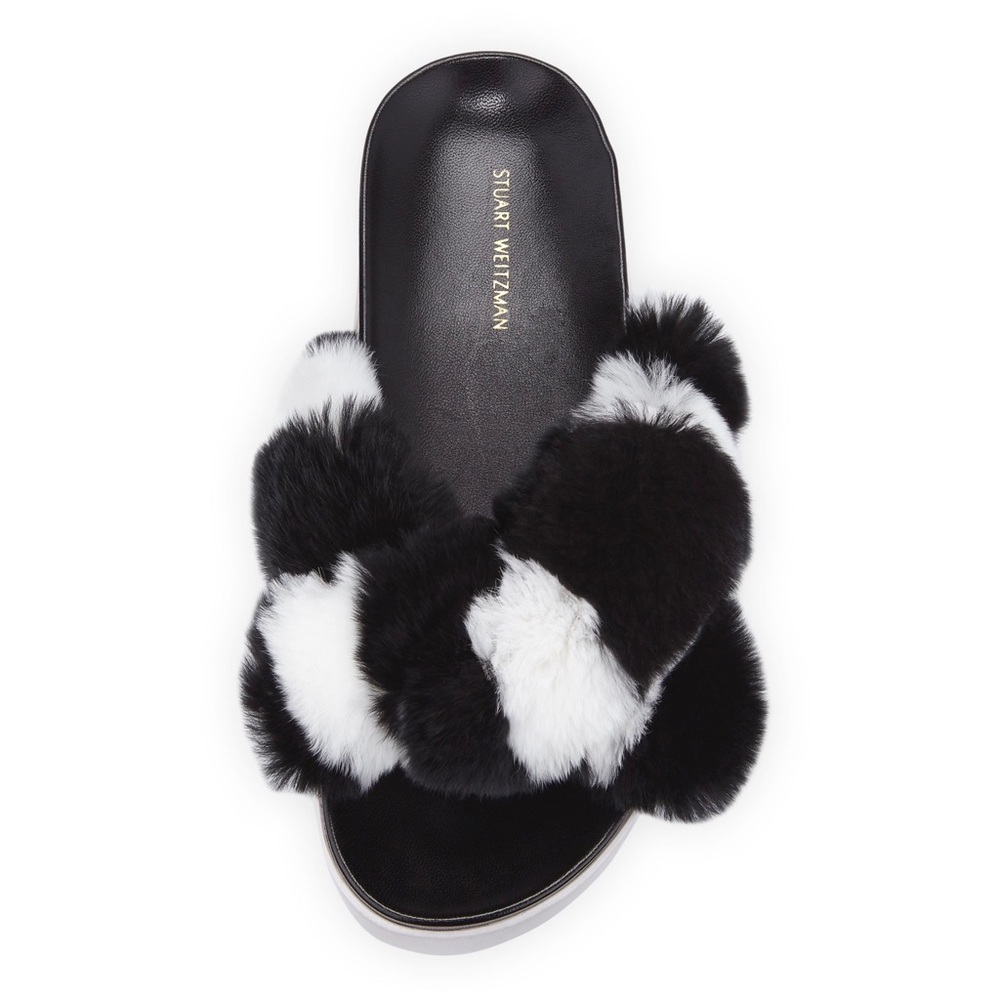 Stuart Weitzman Sublime Rex Rabbit Fur Slide Sand… - image 2